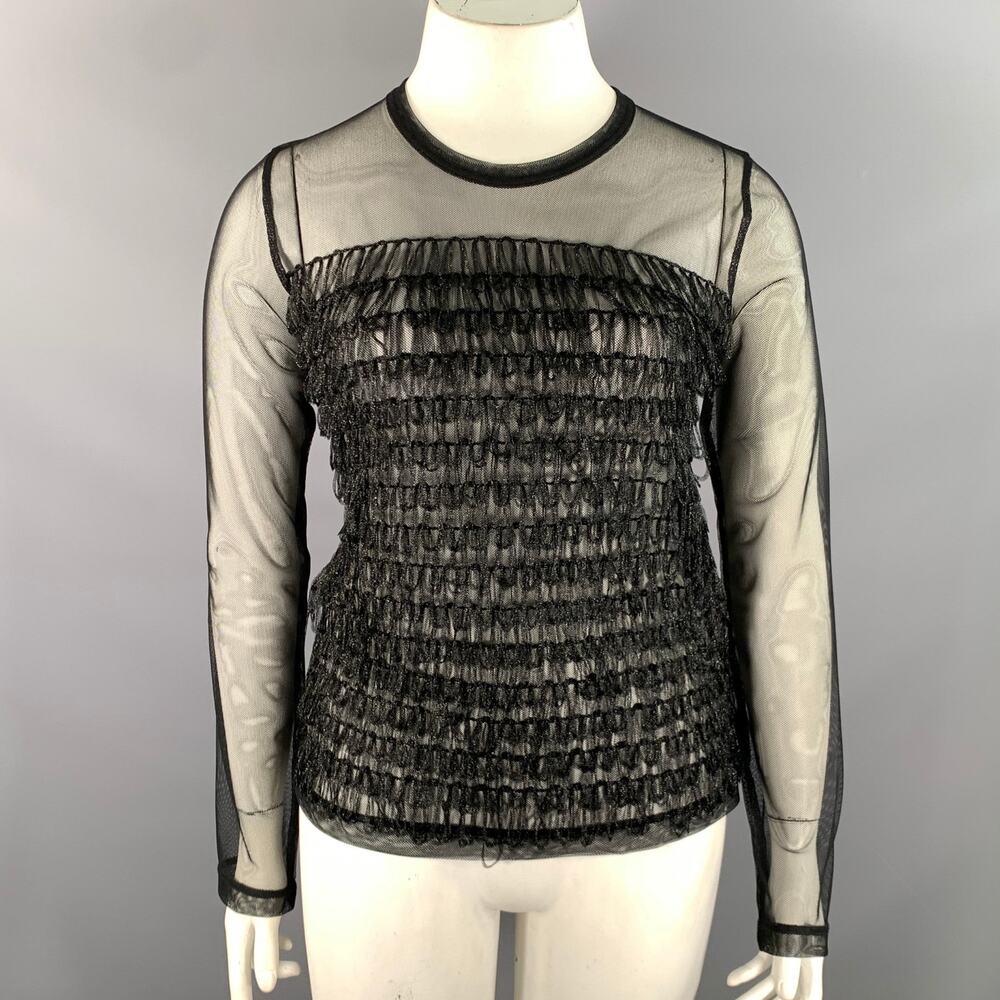 NOIR KEI NINOMIYA Size L Black Polyamide Mesh Crew Neck Pullover Womens